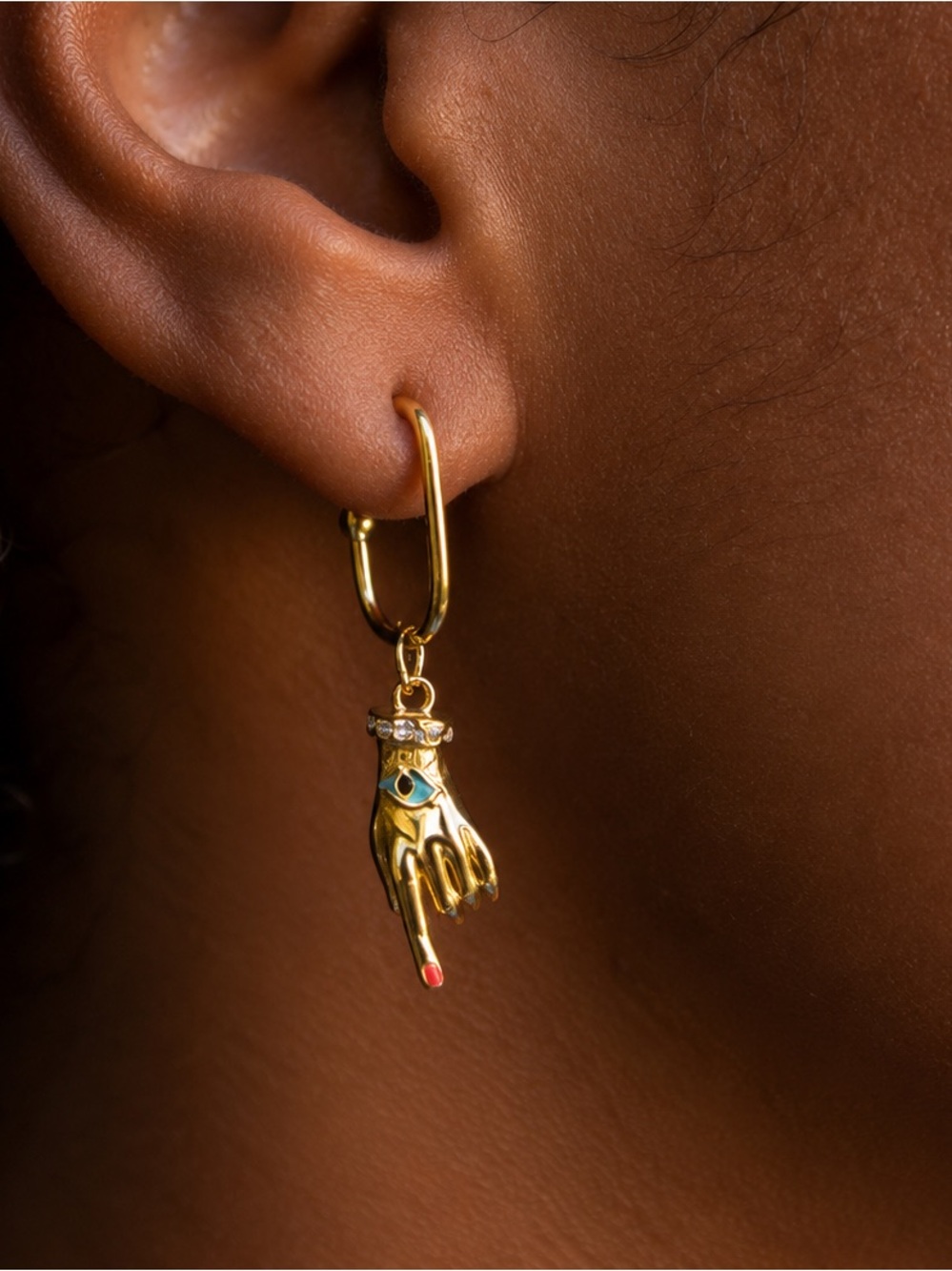 Unique Hand Charm Hoop Earrings - Women Jewelry